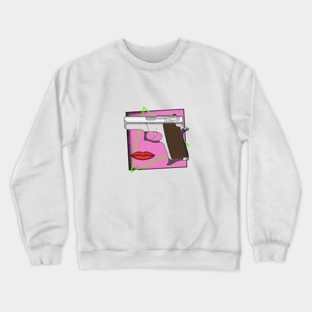 Retro Pistol and Lips Crewneck Sweatshirt by ColiasCorp.